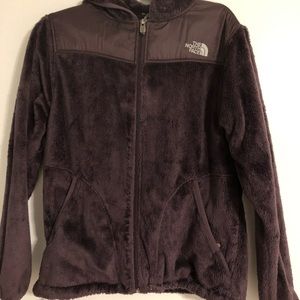 Purple fleece north face zip up jacket